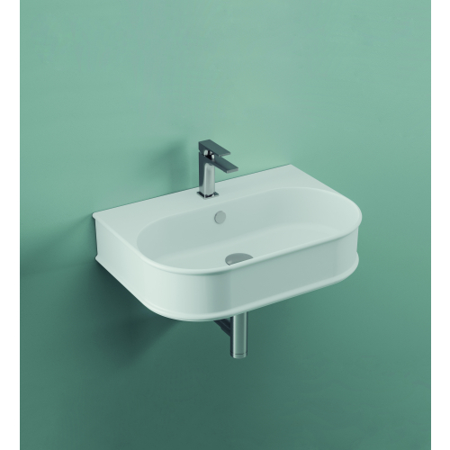 Lavabo Atelier sospeso 65x45 cm semicircolare in ceramica bianco lucido di Art Ceram