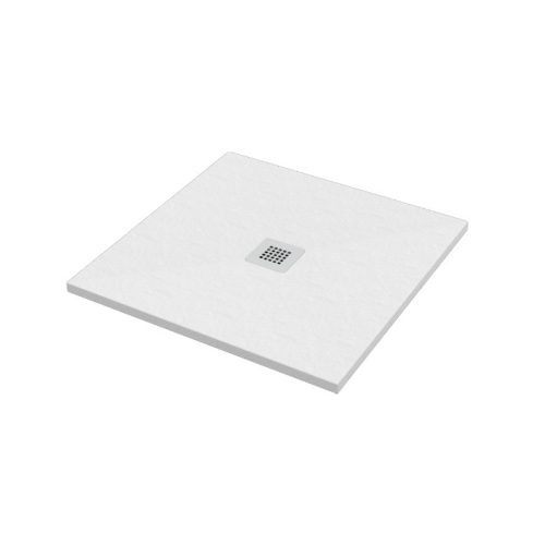 Piatto doccia 80x80 h.2,8 in marmo resina effetto pietra bianco opaco Ardesia