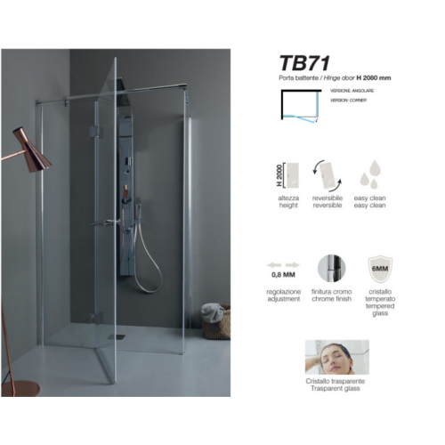 Box doccia porta battente con anticalcare TB71 cm 70x120 di Tamanaco