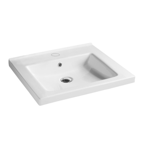 Lavabo Consolle Trendy sospeso/su mobile 61x51 senza foro in ceramica bianco lucido di Ceramica Azzurra