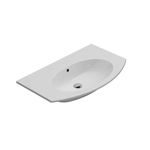 Lavabo 4all sospeso/su mobile cm. 80x48 senza foro bianco lucido di Ceramica Globo