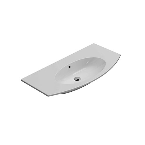 Lavabo 4all sospeso/su mobile cm. 100x48 senza foro bianco lucido di Ceramica Globo