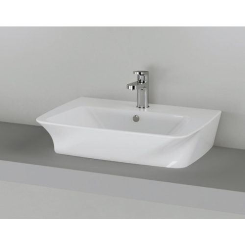 Lavabo Hera appoggio 63x43 monoforo in ceramica bianco lucido di Ceramica Azzurra