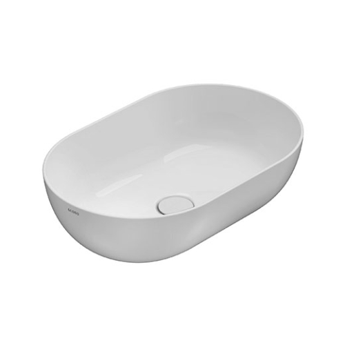 Lavabo T-Edge appoggio 54x36 ovale in ceramica bianco lucido di Ceramica Globo