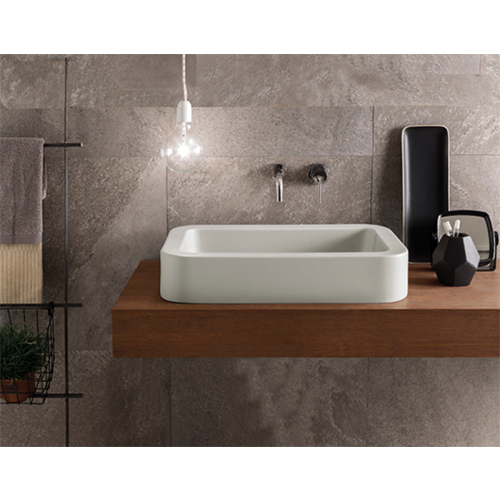 Lavabo Stone da appoggio cm. 60x40-Bianco di Ceramica Globo