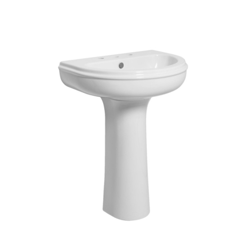 Lavabo Charme sospeso/su colonna cm. 70x51 tre fori in ceramica bianco lucido di Ceramica Azzurra