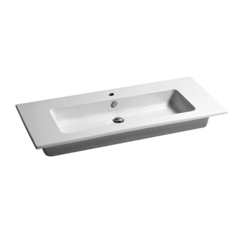 Lavabo consolle sospeso/appoggio 121x51 rettangolare in ceramica bianco lucido