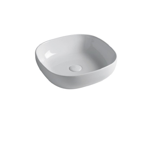 Lavabo Easy appoggio salvaspazio 45x45 quadro in ceramica bianco lucido di Ceramica GSG