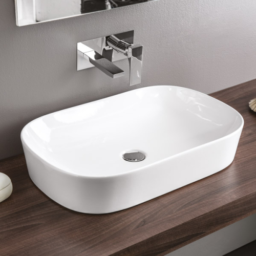 Lavabo Ghost appoggio cm. 65x41,5 senza foro in ceramica bianco lucido di Art Ceram