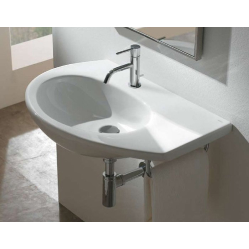 Lavabo sospeso monoforo con piano a destra Grace cm 69x45 di Ceramica Globo