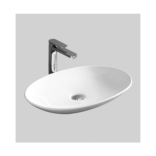 Lavabo La Fontana appoggio cm. 60x42 senza foro in ceramica bianco lucido di Art Ceram