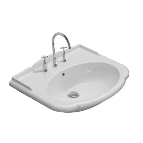 Lavabo Paestum sospeso/su colonna 71x58 particolare in ceramica bianco di Ceramica Globo