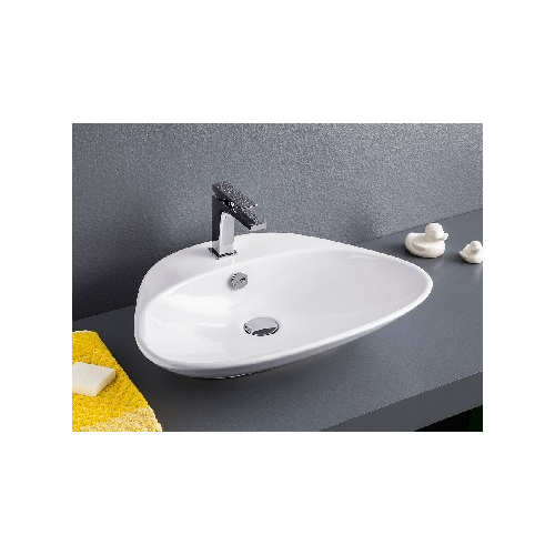 Lavabo da appoggio Plettro Quadro monoforo cm 59x45 di Art Ceram