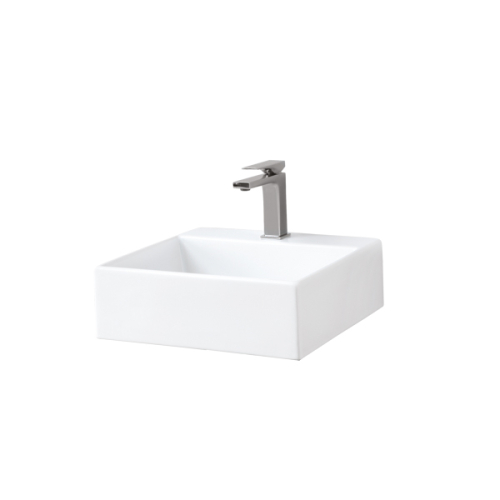 Lavabo Quadro sospeso/appoggio cm. 40x37 salvaspazio in ceramica bianco lucido di Art Ceram