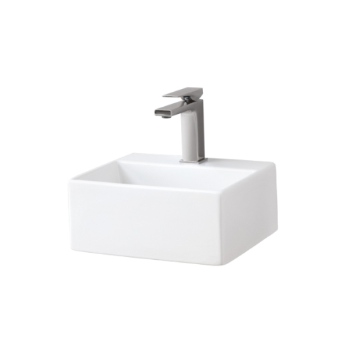 Lavabo Quadro sospeso/appoggio cm. 32x27 salvaspazio in ceramica bianco lucido di Art Ceram