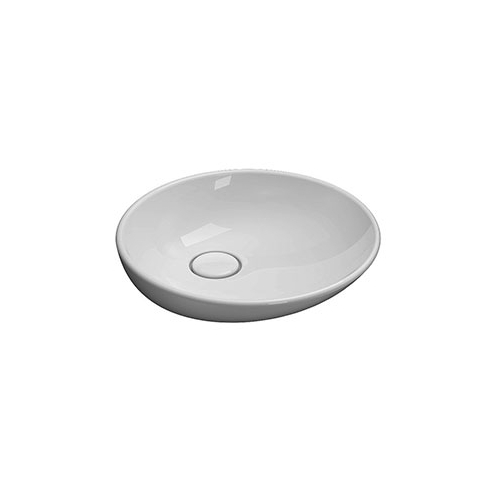 Lavabo d'arredo appoggio senza foro cm. 50x50 bianco lucido di Ceramica Globo