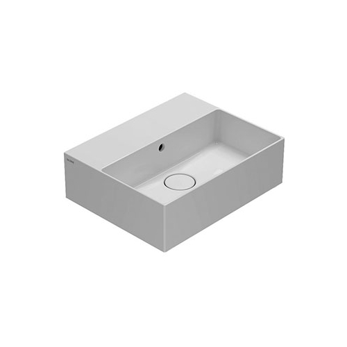 Lavabo T-edge sospeso/appoggio salvaspazio cm. 46x37 in ceramica bianco lucido di Ceramica Globo