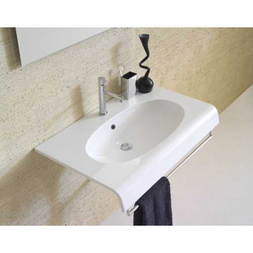 Lavabo sospeso Bowl+ cm. 80x50 di Ceramica Globo