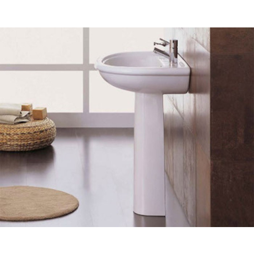 Lavabo Elios su colonna 60x48 semicircolare tre fori in ceramica bianco lucido di Ceramica Azzurra