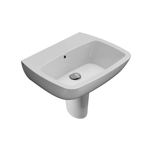 Lavabo Daily sospeso/su colonna 61x48 semicircolare in ceramica bianco di Ceramica Globo