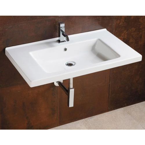 Lavabo Consolle Trendy sospeso/su mobile 91x51 senza foro in ceramica bianco lucido di Ceramica Azzurra