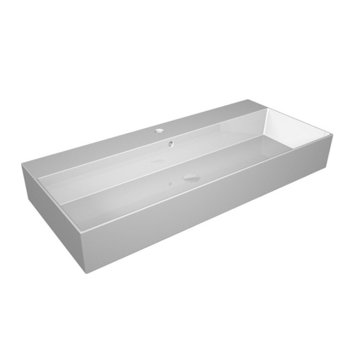 Lavabo Zenith appoggio/sospeso 102x46 in ceramica bianco lucido di Ceramica GSG