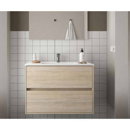 Mobile sospeso Noja cm. 80 con lavabo rovere caledonia di Salgar