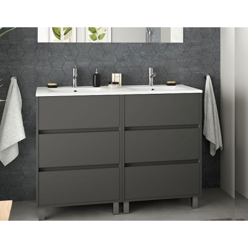 Mobile a terra Arenys cm. 120 con lavabo grigio opaco di Salgar