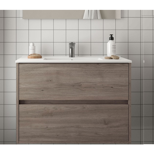 Mobile sospeso Noja cm. 80 con lavabo rovere eternity di Salgar