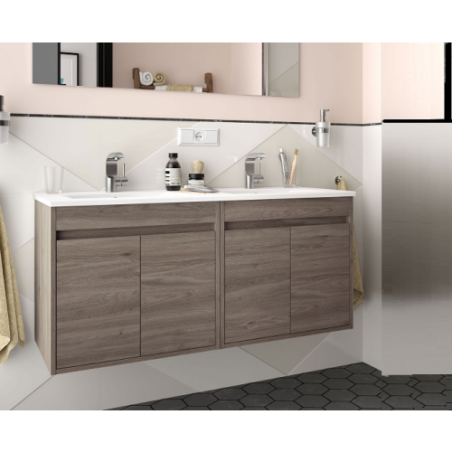 Mobile sospeso Noja cm. 120 con lavabo a 2 ante rovere eternity di Salgar