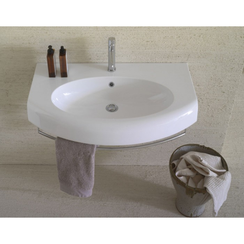 Portasciugamani frontale curvo Bowl+  per lavabo cm.80 di Ceramica Globo