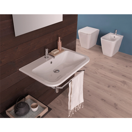 Portasciugamani in ottone cromato per lavabo Stone 100cm di Ceramica Globo