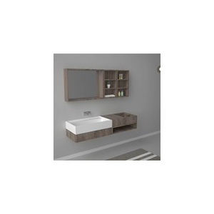 Mobile Dublino sospeso completo di lavabo e specchiera cm. 150x44 marrone scuro di Ceramica GSG