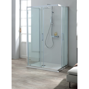 Box doccia FLEX con lato fisso in cristallo 6 mm. cm. 80x130x80 profilo cromo di Tamanaco