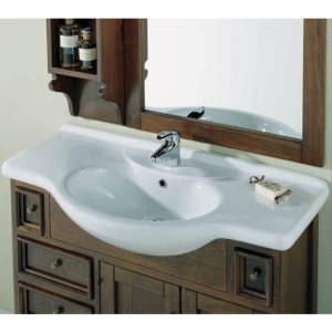 Lavabo Consolle Collection su mobile 120x50,5 monoforo in ceramica bianco lucido di Ceramica Azzurra