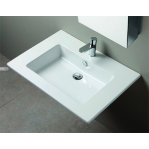 Lavabo consolle sospeso/appoggio 106x51 rettangolare in ceramica bianco lucido di Ceramica Azzurra