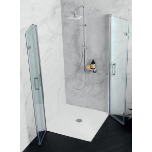 Doppia porta doccia PS35 in cristallo 6 mm trasparente 70x100 con profilo cromo di Tamanaco