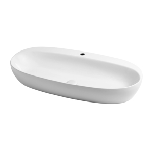 Lavabo Circle appoggio 90x44 monoforo ovale in ceramica bianco lucido di Ceramica Azzurra