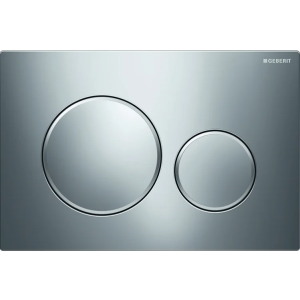 Placca di comando Sigma 20 cromo lucida con finiture cromo satinato di Geberit