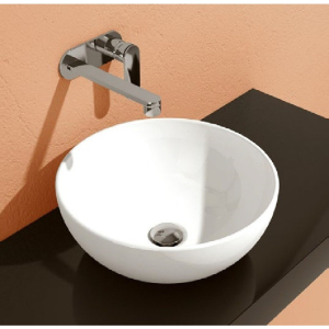 Lavabo App appoggio salvaspazio 40 tondo in ceramica di Ceramica Flaminia