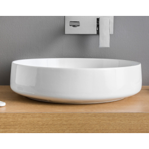 Lavabo Cognac appoggio cm. 48 salvaspazio senza foro in ceramica bianco lucido di Art Ceram