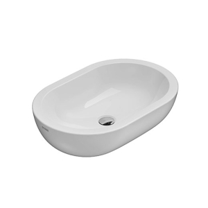 Lavabo Forty3 appoggio cm. 60x40 ovale in ceramica bianco lucido di Ceramica Globo