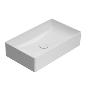 Lavabo T-Edge appoggio 61x37 rettangolare in ceramica bianco lucido di Ceramica Globo