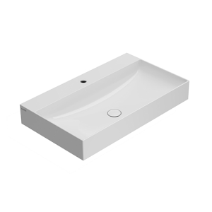 Lavabo T-Edge appoggio/sospeso cm. 80x47 in ceramica bianco lucido di Ceramica Globo