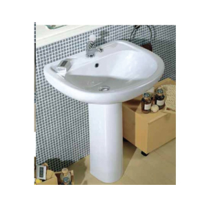 Lavabo Diana su colonna 65x55 semicircolare tre fori in ceramica bianco lucido di Ceramica Azzurra