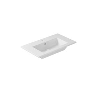 Lavabo Eden sospeso/incasso soprapiano cm. 81x46 rettangolare in ceramica bianco lucido di Ceramica Galassia