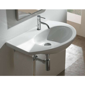 Lavabo sospeso monoforo con piano sinistra Grace cm.69x45 di Ceramica Globo