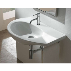 Lavabo sospeso monoforo con piano a destra Grace cm 69x45 di Ceramica Globo