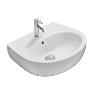 Lavabo Grace sospeso/su colonna cm. 60x48 semicircolare in ceramica bianco lucido di Ceramica Globo