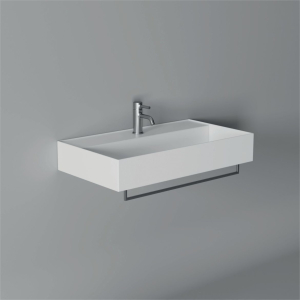 Lavabo Hide appoggio cm. 80x45 rettangolare in ceramica bianco di Ceramica Alice